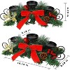 Christmas Candle Holder Centerpiece, with Red Bow Berries Pine Cones, with Steel Base - 3 of 4