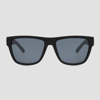 Men's Lifestyle Rubberized Rectangle Sunglasses with Polarized Lenses - All In Motion™ Black