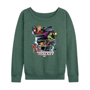 Women's - Marvel - Guardians of the Galaxy Panels Lightweight French Terry Wide Neck Long Sleeve Shirt - 1 of 4