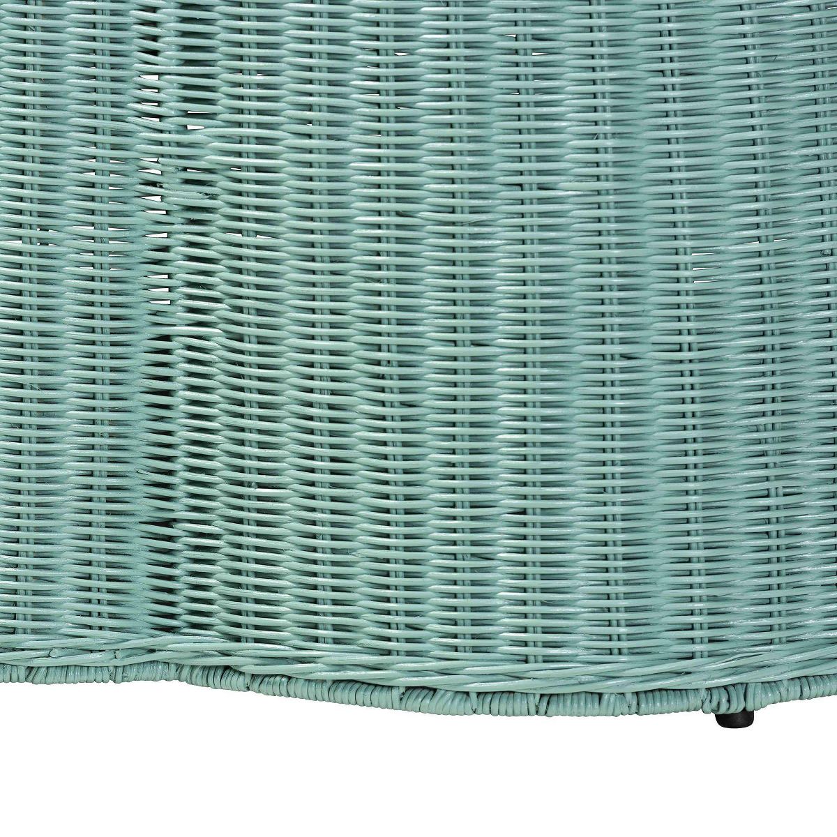 bali & pari Palm Bohemian Scalloped Rattan Coffee Table Seafoam Green - thumbnail 2