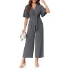 Imily Bela Effortless Summer Style Womens Tie Front Wide Leg Jumpsuit with Flowy Comfort - 2 of 4