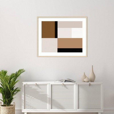 Neutral Centerpoint I Brown and Beige Framed Abstract Print