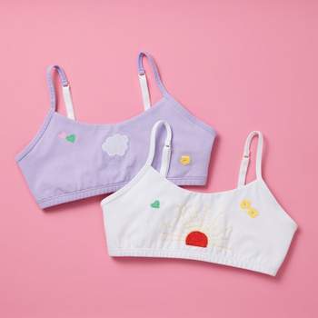 Adorable Embroidered First Pima Cotton Training Bra for Girls by Yellowberry