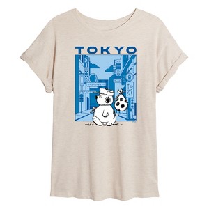Women's - Peanuts - Olaf Tokyo Street Oversized Graphic T-Shirt - 1 of 4