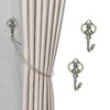 Unique Bargains Curtain Holdbacks Mini Crown Hooks Zinc Alloy 3.74"x2.36" 1Pair - 2 of 4