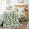 Snuggle Sac Checkered Floral Throw Blanket Reversible Knitted Throw - 4 of 4