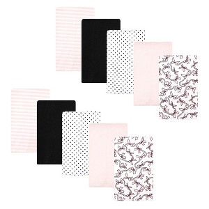 Hudson Baby Infant Girl Cotton Flannel Burp Cloths, Pink Bows 10 Pack, One Size - 1 of 4