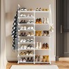 SEVOBAL Storage Organizer 9 Tier Industrial FreeStanding Shoe Racks Entrance Shoe Rack Organizer Shelves Hallways Entryway, White, 11.42"*3.94"*17.32" - 2 of 4