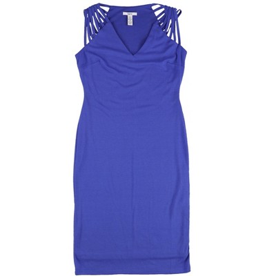 bar III Womens Strappy Shirt Dress, Blue, X-Small