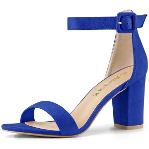 Allegra K Women's Back to College Open Toe Ankle Strap Chunky Heel Sandals - 1 of 4