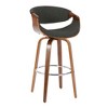 30" Mid-Century Modern Barstool with Swivel in Wood and Fabric, Set of 2 for Kitchen - 2 of 4