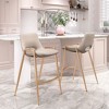 Faux-Leather Counter Stool 35.6" H Beige Gold Finish with Steel Legs by Zuo Modern (Set of 2) - 2 of 4