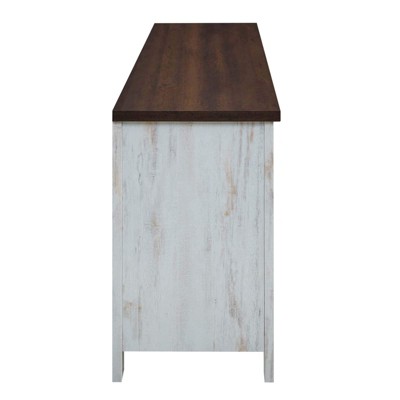 Bennington Rustic White Sliding Door TV Stand with Cabinet