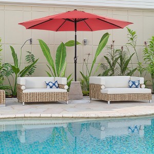 Three ColorMarket Umbrella with 8 Ribs for Outdoor Patio: Push Button Tilt, Crank Operation, UV & Waterproof Protection, Ideal for Garden and Backyard - 1 of 4