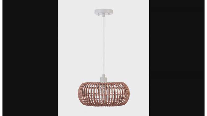 Fitz 1-Light Plug-In or Hardwire Rattan Shade Pendant Lighting - Globe Electric, 2 of 10, play video