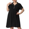 Agnes Orinda Women's Plus Size Short Sleeve Button Down Nightgown - 2 of 4