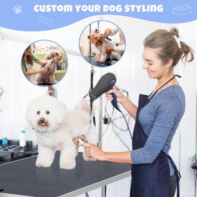WhizMax 48" Dog Grooming Table Adjustable Height Pet Drying Desktop Foldable Pet Grooming Table with Arms,Max Capacity Up to 330Lbs