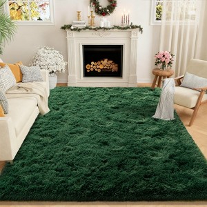 5x7ft Rugs for Living Room, Large Fluffy Dark Green Area Rugs for Bedroom, Soft Carpet Shag Kids Rug Home Decor - 1 of 4