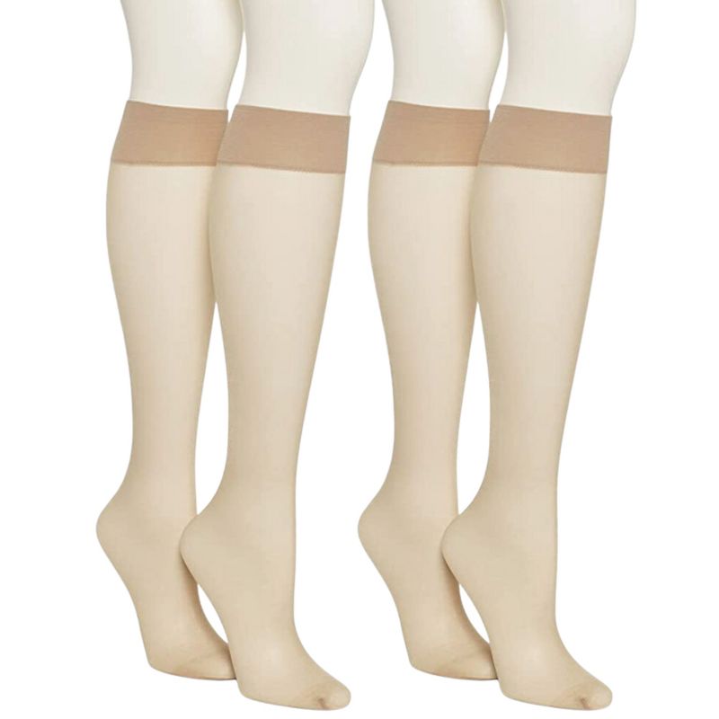 LECHERY Women's Matte Silky Sheer 20 Denier Knee-Highs (2 Pairs), 2 of 5