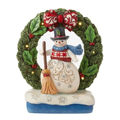 Jim Shore 7.0 Inch May Your Holidays Be Wreathed In Joy \Snowman Light Up Wreath Snowman Figurines