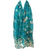 Wrapables Lightweight Vintage Floral Bird Print Long Scarf Wrap, Teal - 3 of 4