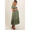 Pinkblush Olive Ruched Sweetheart Neck Tiered Maternity Midi Dress - 3 of 4
