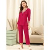 Allegra K Women’s Soft V Neck 3/4 Sleeves Lace Insert Two-Piece Pajama Sets - 2 of 4