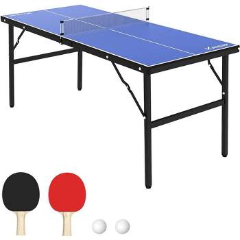 Whizmax Portable Table Tennis Table, Mid-Size Ping Pong Table for Indoor Outdoor Foldable Table Tennis Table with Net, No Assembly Required, Blue