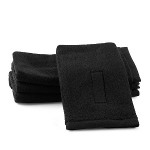 Waterdale Collection - Black Initial Embossed Finger Towel - 1 of 4