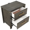 Gulches Modern 2 Drawer Nightstand with USB Port, Gray Wood Grain Finish, Golden Brass Trim Stylish Bedroom Storage - 4 of 4
