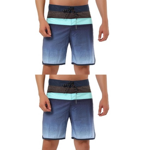 Lars Amadeus Men's Summer Color Block Drawstring Swim Beach Board Shorts 2 Pack Black Navy 30