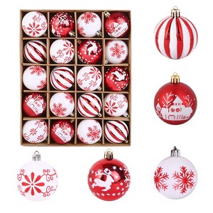 EcoSummer 20-Pack Christmas Tree Ornaments, 2.36" Shatterproof Balls with Matte Shiny Glitter Finishes, Holiday Hanging D¨¦cor, Red - 1 of 4