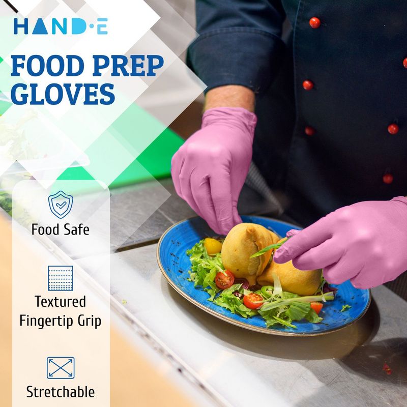 Hand-E Pink Nitrile Gloves, Perfect for Cleaning & Cooking - 50 Pack, 3 of 7