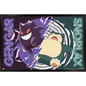 Trends International Pokémon - Gengar Snorlax Battle Framed Wall Poster Prints - 1 of 4