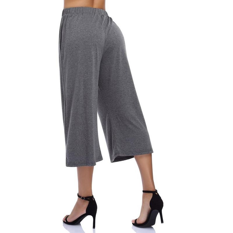 Whizmax Women's Elastic Waist Solid Palazzo Casual Wide Leg Pants with Pockets, 3 of 8