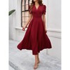 Long Formal Dresses for Women V-Neck Puff Short Sleeve A-Line Gowns Evening Party Cocktail Dress - 3 of 4