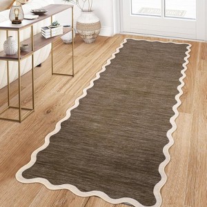 Washable Scalloped Area Rug, Soft Non-Slip Large Area Carpet for Bedroom, Living Room, Dining Room, Nursery, Modern Farmhouse Style - 1 of 4