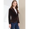 INSPIRE CHIC Women's Office Solid Shawl Collar Jetted Pockets One Button Velvet Blazer - 4 of 4