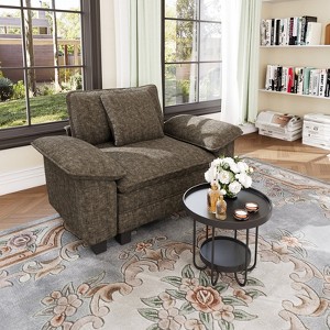 Captiva Designs Oversized Deep Seat Armchair, 1-Seater Upholstered Accent Chair, Comfy Corduroy Reading Chair - 1 of 4