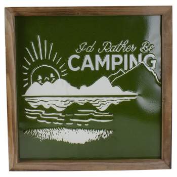 Raz Imports 14” Green and White I'd Rather Be Camping Metal Wall Art
