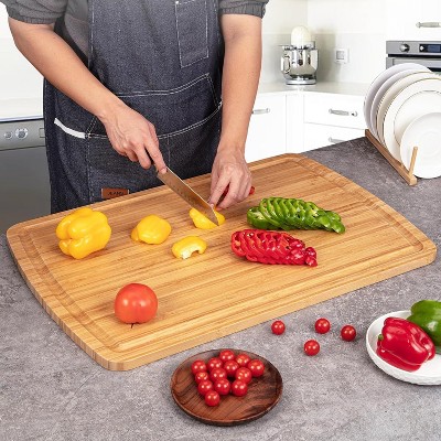 Extra Large Bamboo Cutting Board for Kitchen, Meat Cutting Board for BBQ with Juice Groove, Over the Sink Cutting Board