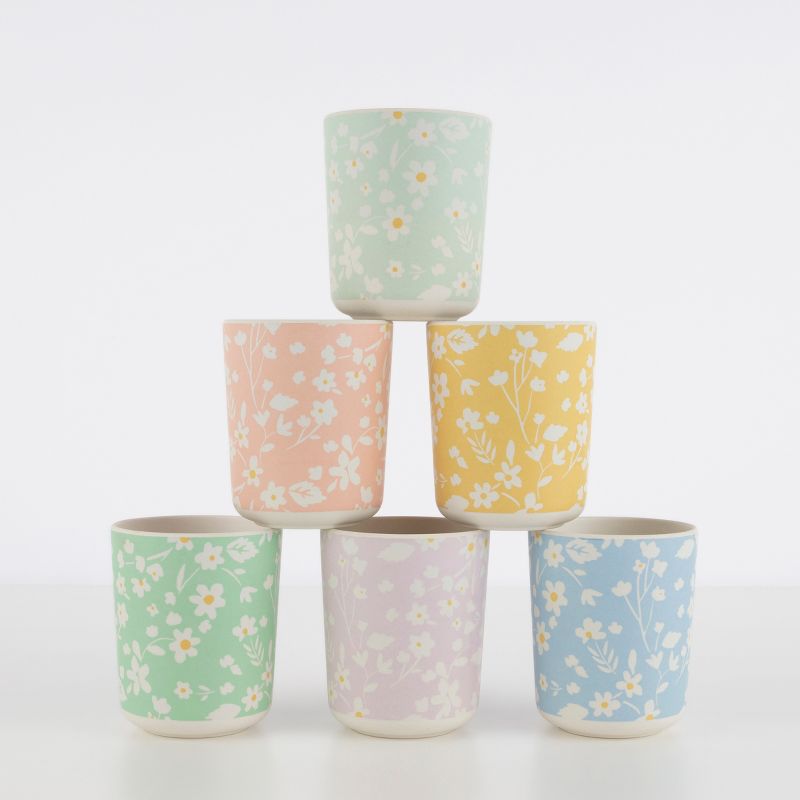Meri Meri Floral Reusable Bamboo Cups (Pack of 6), 1 of 5