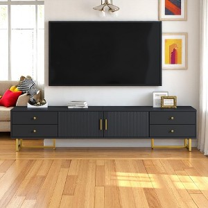 Modern 70.9" TV Stand for 75" TVs, Entertainment Console with 4 Drawers & Cabinet, Wave Groove Door, Media Storage Unit with Cable Management - 1 of 4