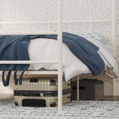 Marion Queen White Metal Canopy Platform Bed with Headboard