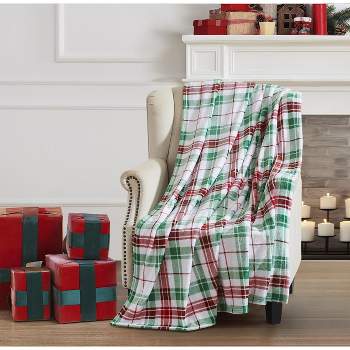 Kate Aurora Christmas Essentials Ultra Soft & Plush Red, White & Green Plaid Accent Throw Blanket - 50" x 60"