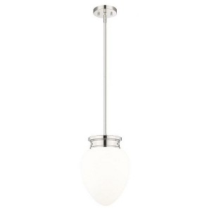 Gideon 1-Light Pendant - Vintage Chic Steel Fixture with Opal Glass Shade, Dimmable, Damp Rated - 1 of 4