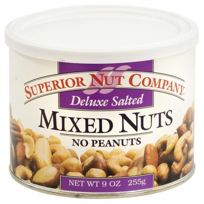 Superior Nut Deluxe Salted Mixed Nuts w/ No Peanuts 9oz - 12 ct