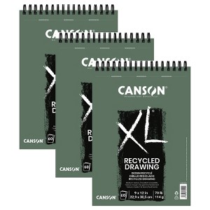 Canson XL Series Drawing Pad, Recycled, Top Wire Binding, 60 Sheet, 9x12 inch, Pack of 3 - 1 of 4