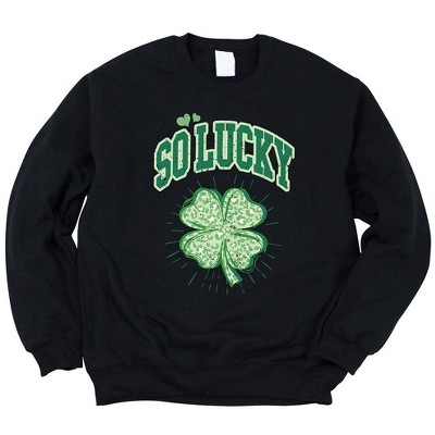Simply Sage Market Women's Graphic Sweatshirt So Lucky Cheetah Shamrock