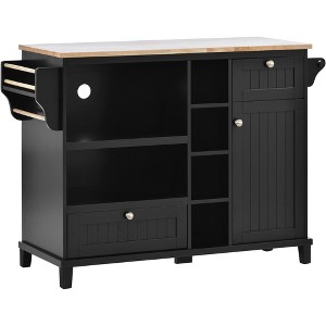 NicBex 2 Drawer Rolling Kitchen Island Cart with 1 Cabinet and 4 Open Shelves,Kitchen Island on Wheels with Racks,Microwave Cabinet for Kitchen - 1 of 2